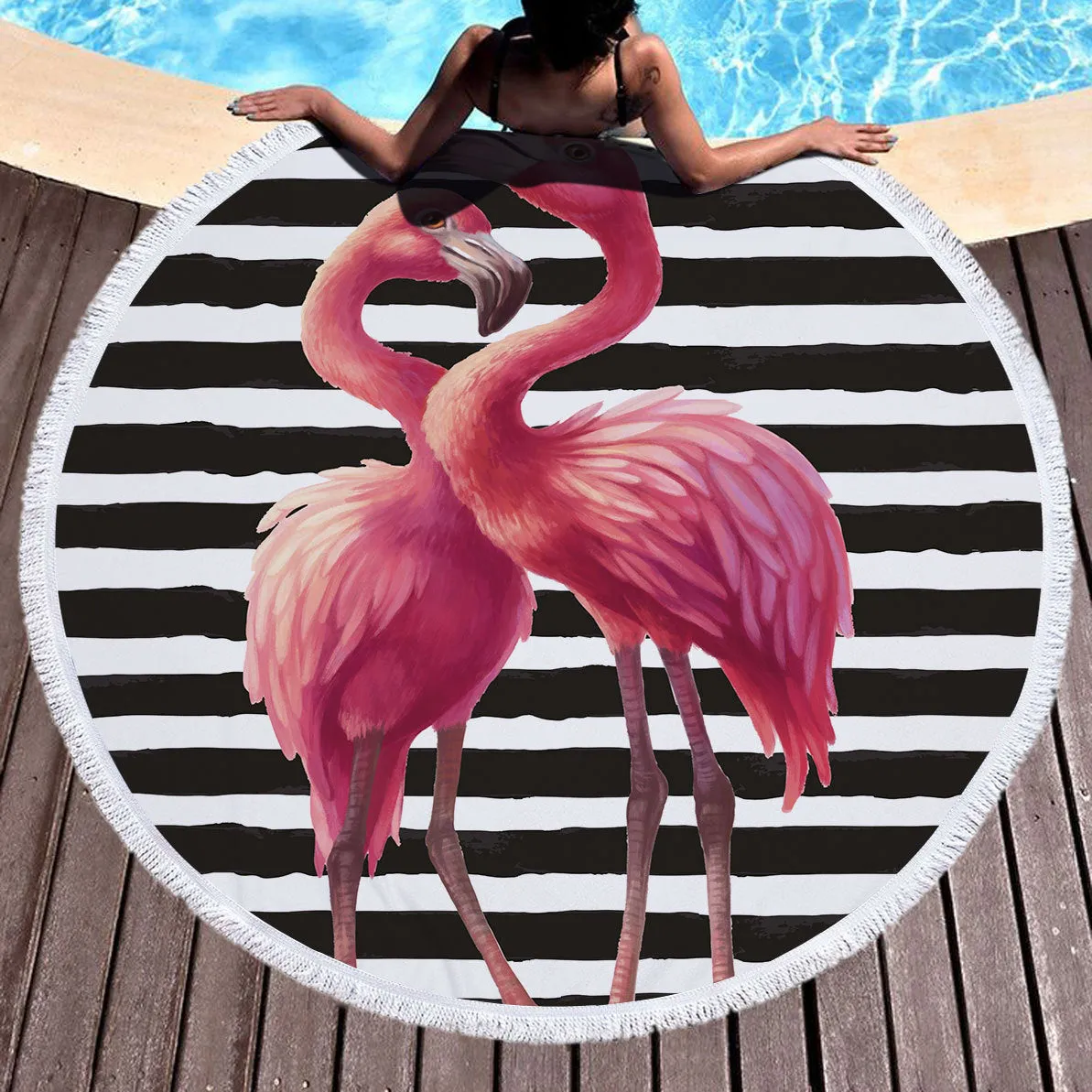 Flamingo Round Beach Towel (Eco-Friendly)