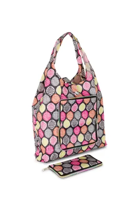 Foldable Shopping Bag | Black Multi Leaf | 0999A1