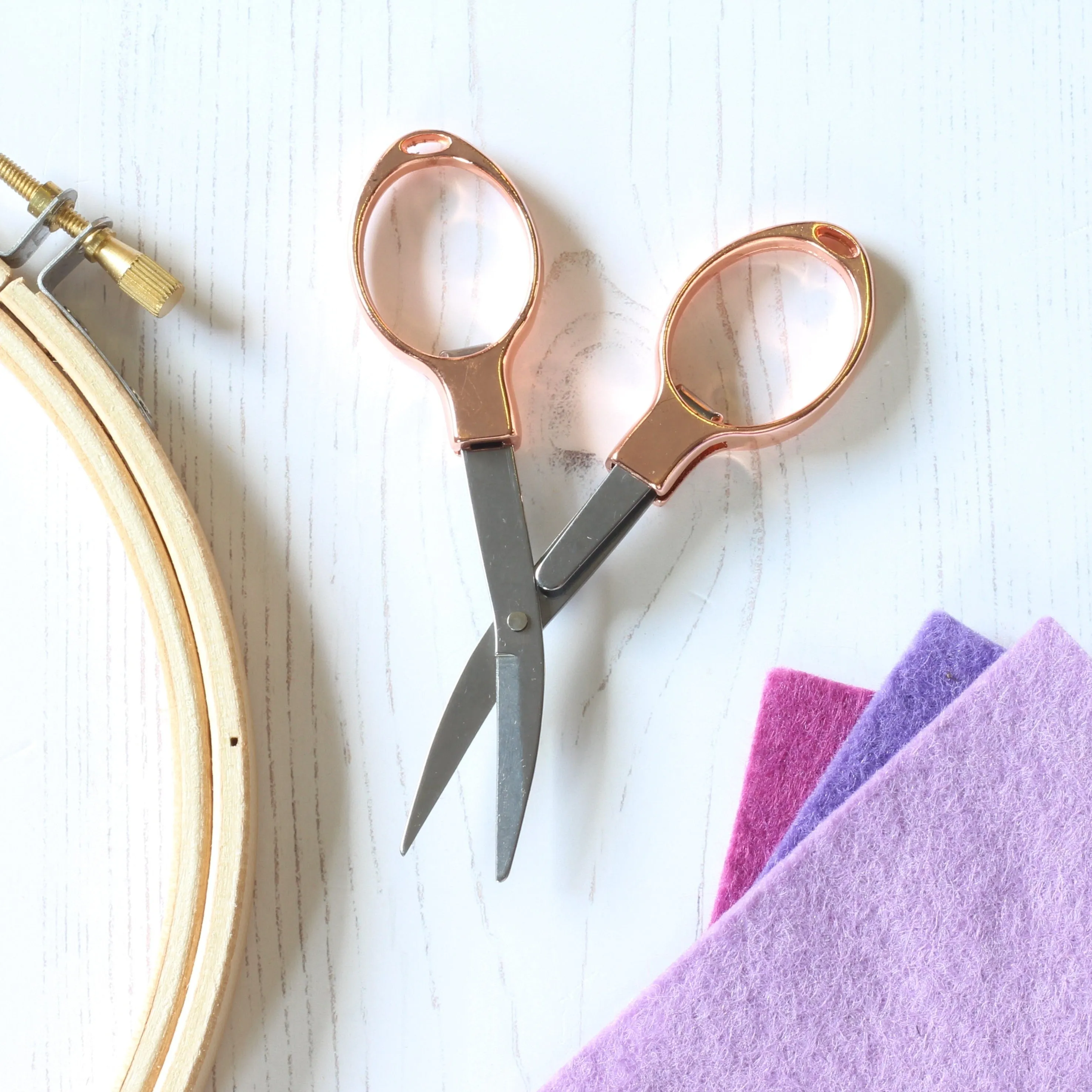 Folding Rose Gold Embroidery Scissors