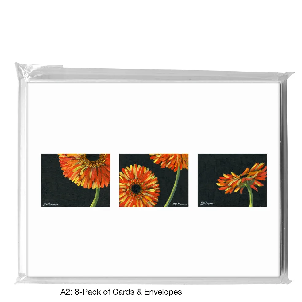 Gerber Orange On Black, Greeting Card (7432)