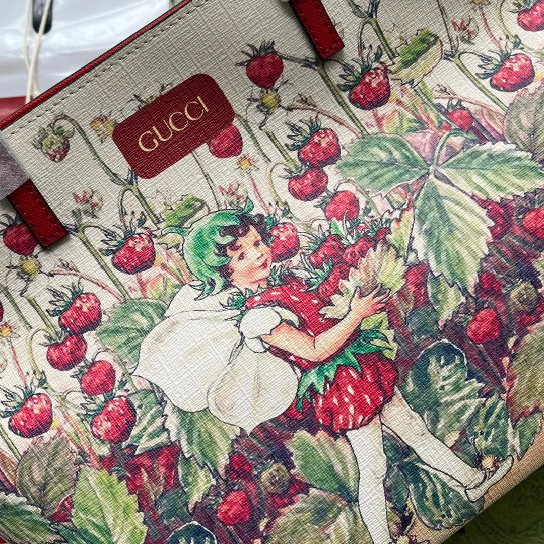 gg Children&#8217;s Tote Bag With Strawberry Fairy Print White For Women, Women&#8217;s Bags 7.9in/20cm gg‎