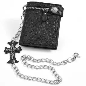 Gothic Skulls Embossed Bifold Chain Wallet