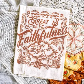 Great is Thy Faithfulness Script Hymn Tea Towel