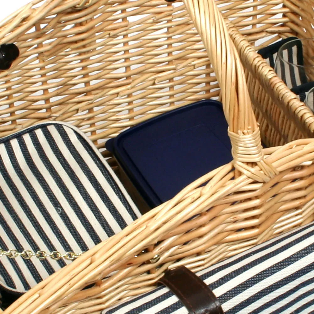 Greenfield Collection Somerley Willow Picnic Hamper for Four People with Matching Blanket