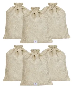 Heart Home Jute Large Size Gift Bags with Drawstring for Gifts Jewelry and Storage-Pack of 3 (Gold)