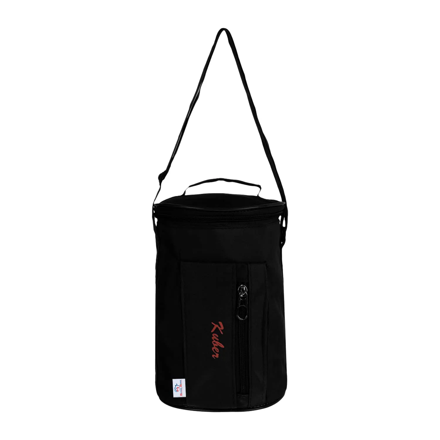 Heart Home Lunch Bag | Canvas Waterproof Tiffin Bag for Office | Adjustable Shoulder Strap with One Small Zipper Pocket | Black