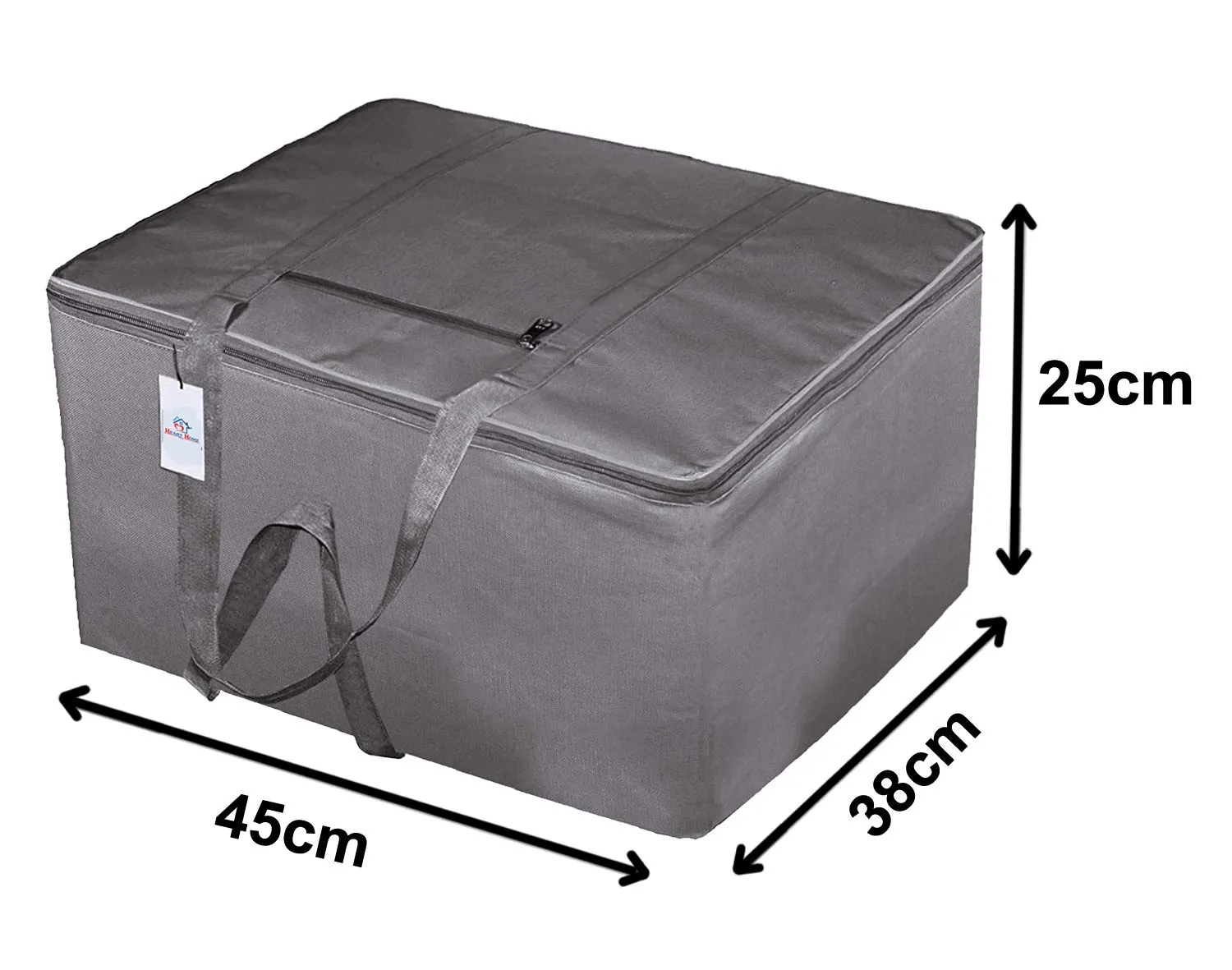 Heart Home Small Size Lightweight Foldable Rexine Jumbo Underbed Storage Bag With Zipper And Handle (Grey & Red)-Pack of 2 (F_26_HEARTH016816)