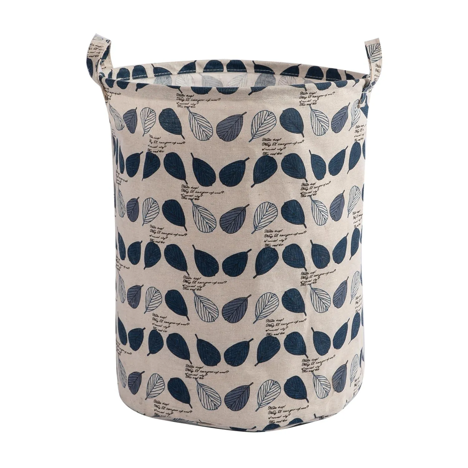 HOKIPO Folding Laundry Basket for Clothes, Round Collapsible Storage Basket, 42-Ltr - Leaves