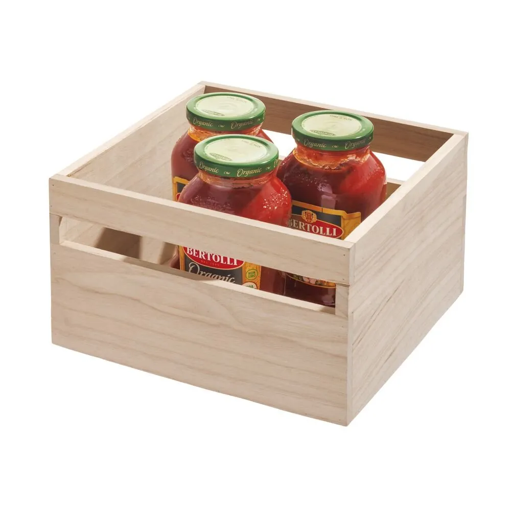 iDesign EcoWood Natural Paulownia Wood Storage Bin with Handles