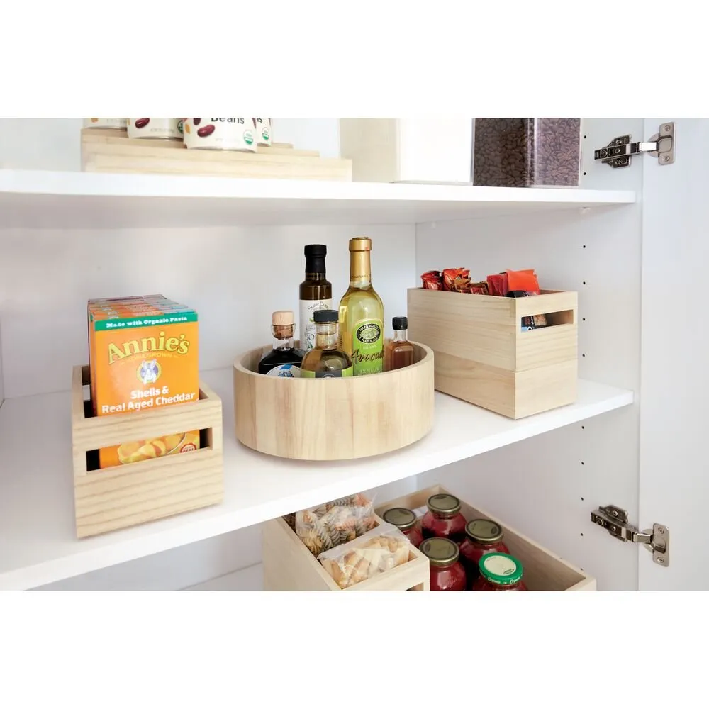 iDesign EcoWood Natural Paulownia Wood Storage Bin with Handles