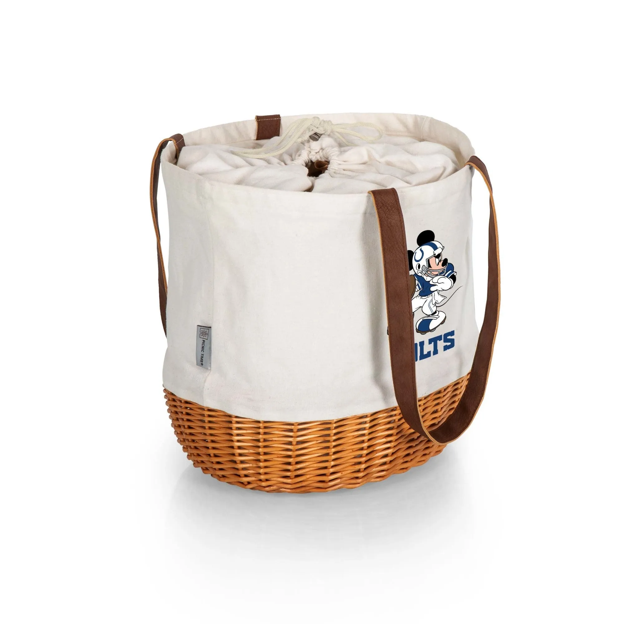 Indianapolis Colts Mickey Mouse - Coronado Canvas and Willow Basket Tote