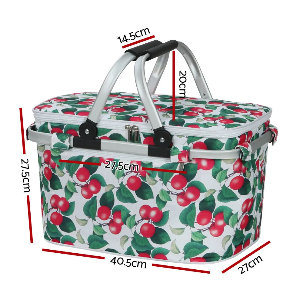 Insulated Collapsible Picnic Basket w/Pocket & Padded Straps - Alfresco