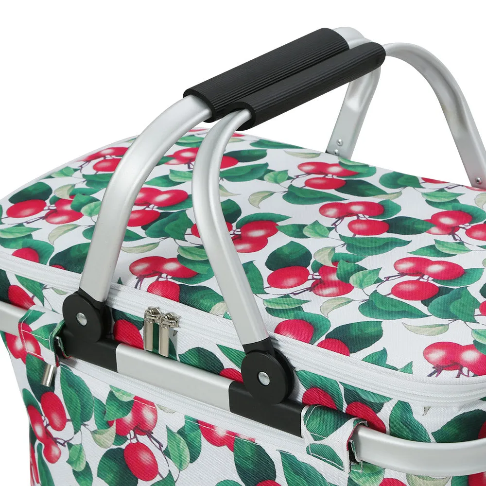 Insulated Collapsible Picnic Basket w/Pocket & Padded Straps - Alfresco