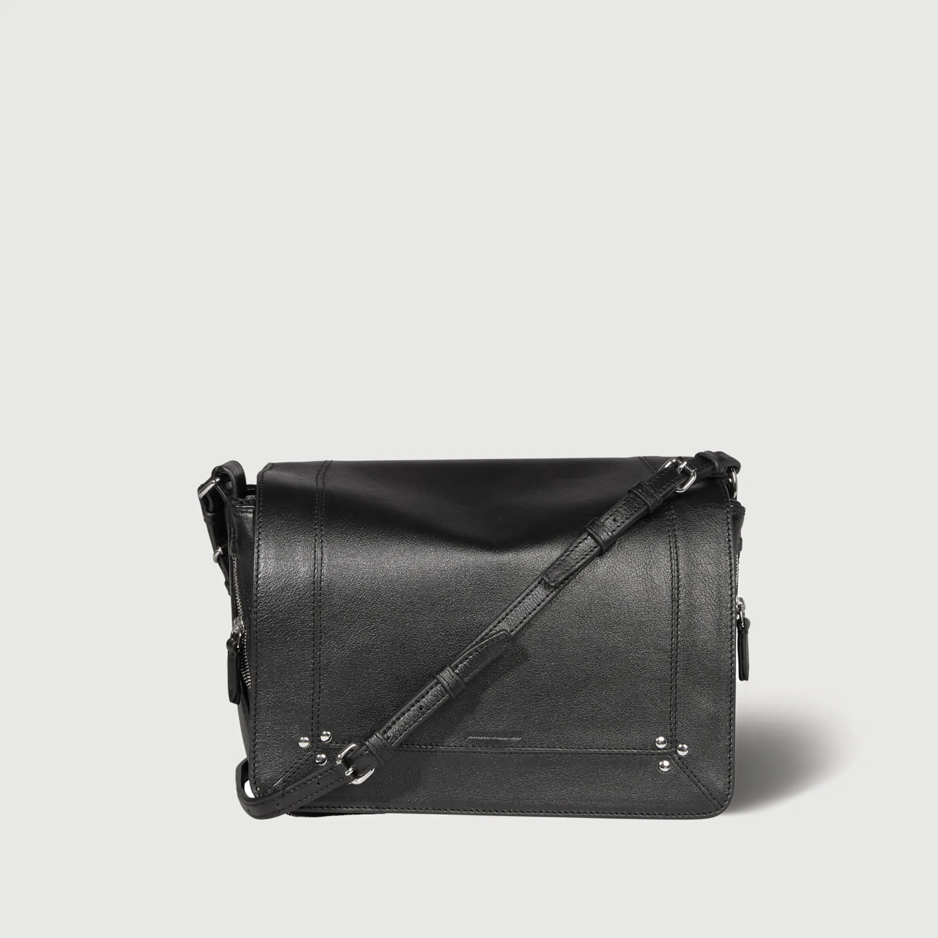 JEROME DREYFUSS SHOULDER BAG IGOR BU NOIR SILVER BLACK