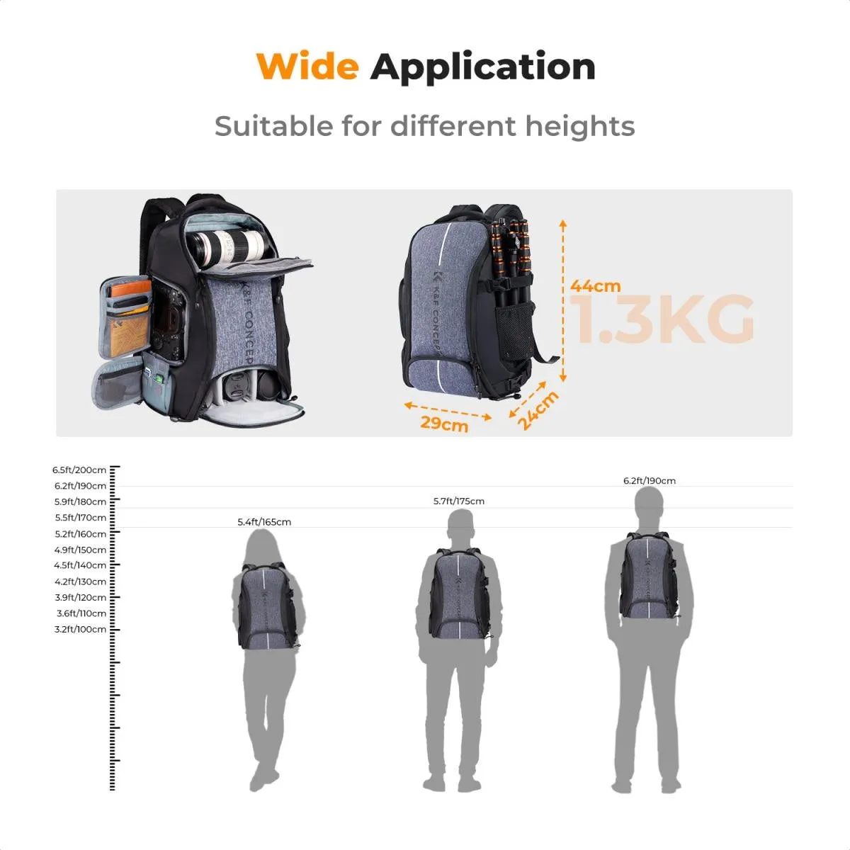 K&F Concept 25L Large Liter Capacity DSLR Mirrorless Camera and Drone Backpack with Multi Storage Pockets, fits 15.6" Laptop and Padded Dividers for Travel Photography and Videography | KF13-164