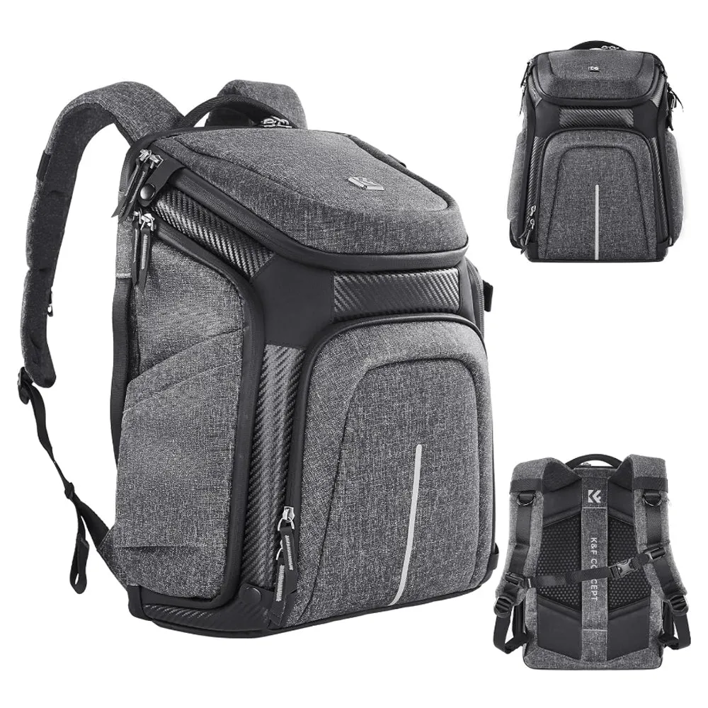 K&F Concept 25L Professional Photography Camera Backpack Bag with 15" Laptop Computer Compartment, Rain Cover, Large Storage for Tripod, Lens, Flash, Battery Charger, Video Light, DJI Drone, Digital Mirrorless & DSLR Cameras | KF13-131