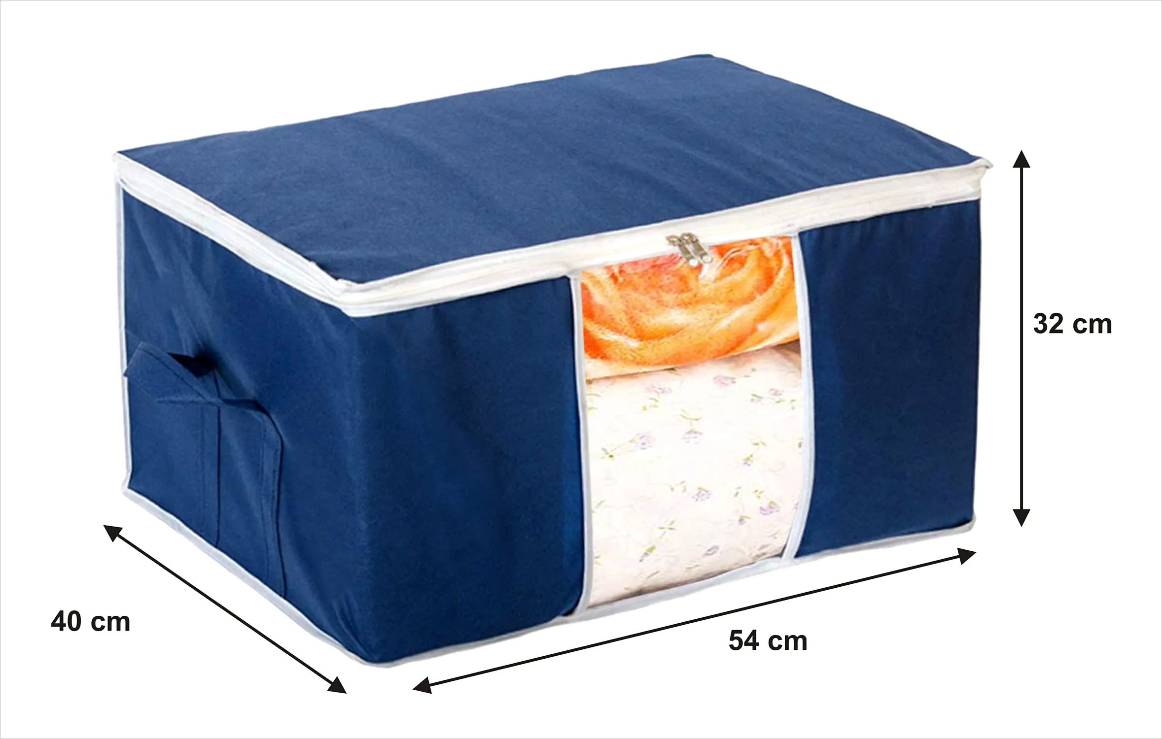 Kuber Industries Clothing Storage Bags, Under Bed Foldable Organizer, Store Blankets, Clothes With Tranasparent Window (Navy Blue)-HS_38_KUBMART21705