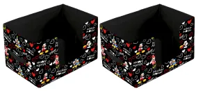 Kuber Industries Disney Mickey Print 2 Pieces Large Capacity Space Saver Closet, Stackable and Foldable Saree,Non-Woven Rectangle Cloth Saree Stacker Wardrobe Organizer (Black)-KUBMART16090