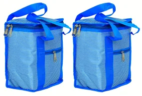 Kuber Industries Linning Printed Polyster Lunch Bag Lunch Tote Bag for Men & Women- Pack of 2 (Blue)