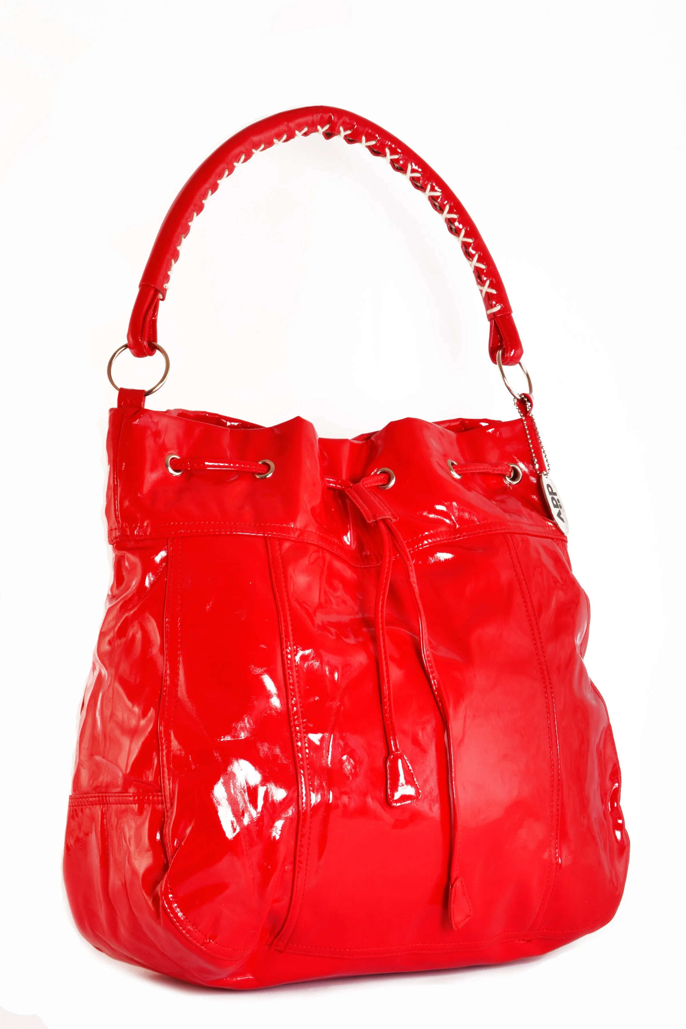 Large Vinyl Slouch Handbag Picnic Red