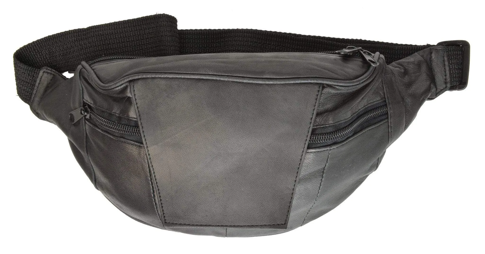 Leather Fanny Pack Waist Bag CellPhone Pouch Leather Flap Adjustable Waist Strap 002 (C)