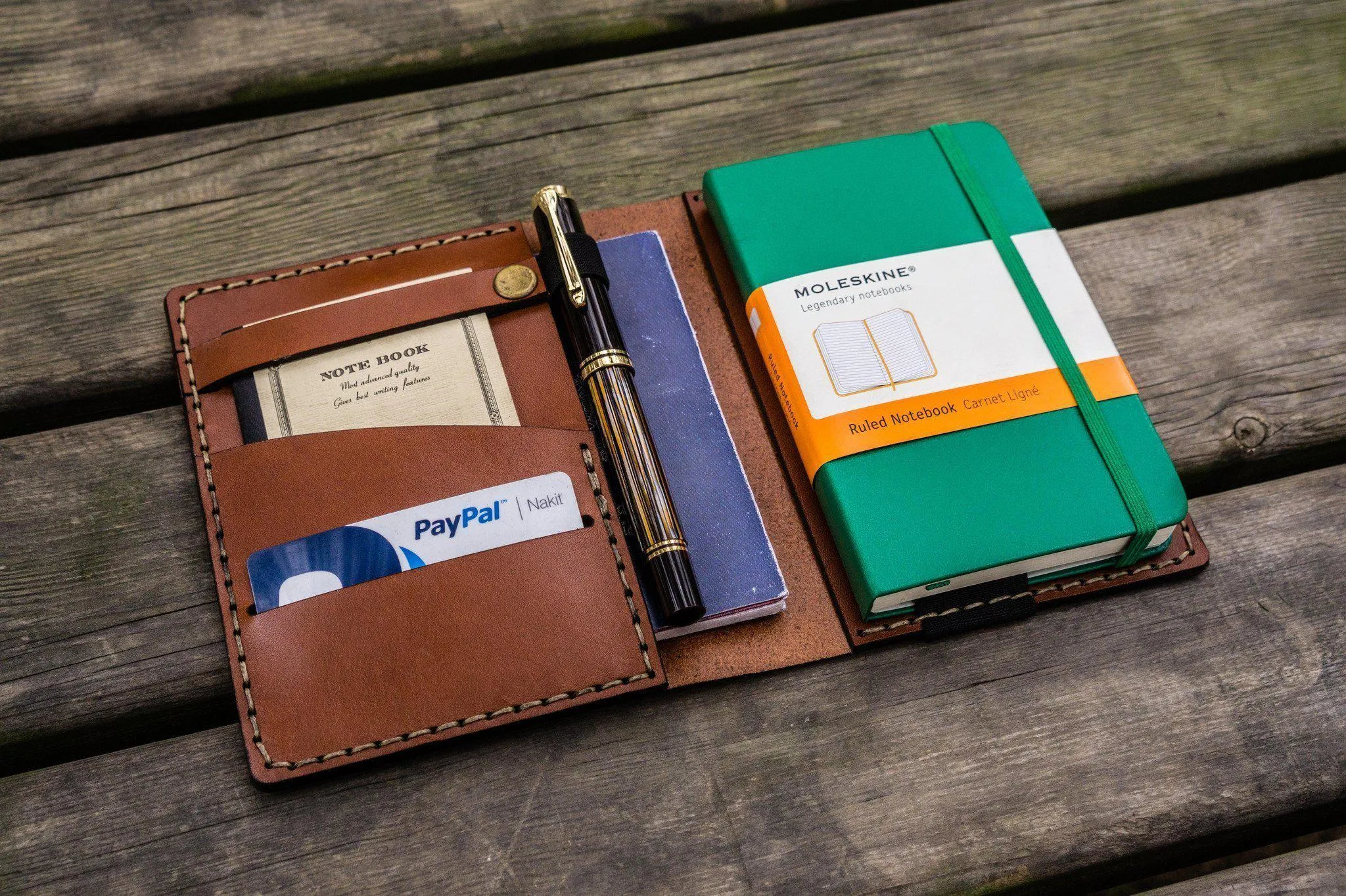 Leather Pocket Moleskine Journal Cover - Brown