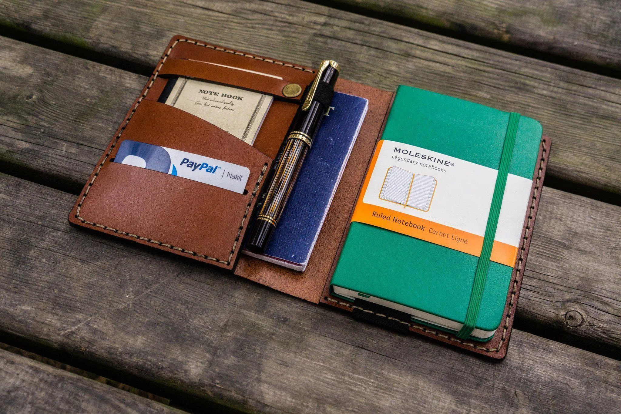 Leather Pocket Moleskine Journal Cover - Brown