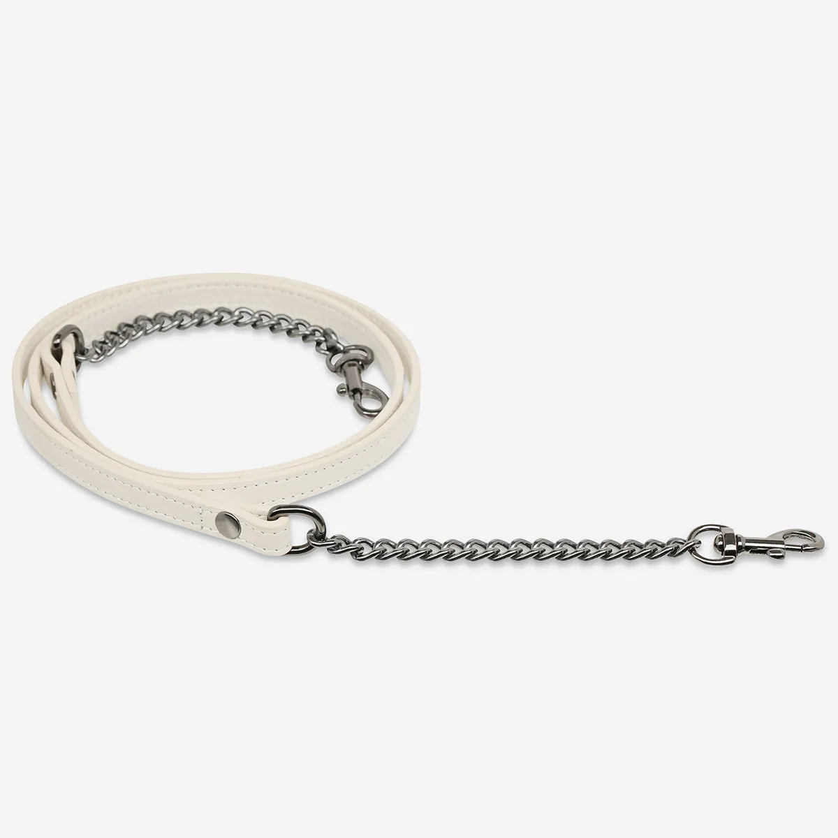 Leather Strap With Chain - Chalk