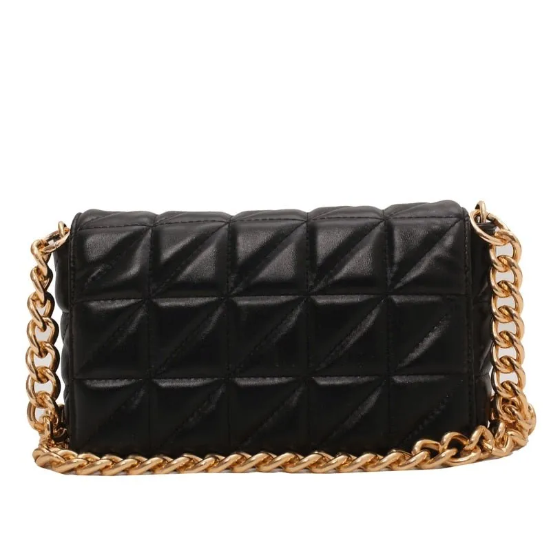 Lovely Quilted Clutch Metal Chain Strap Handbag Shoulder Bag