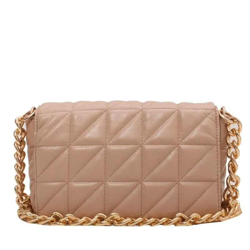 Lovely Quilted Clutch Metal Chain Strap Handbag Shoulder Bag