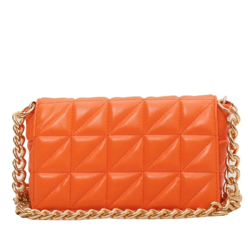 Lovely Quilted Clutch Metal Chain Strap Handbag Shoulder Bag