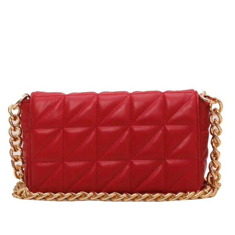 Lovely Quilted Clutch Metal Chain Strap Handbag Shoulder Bag