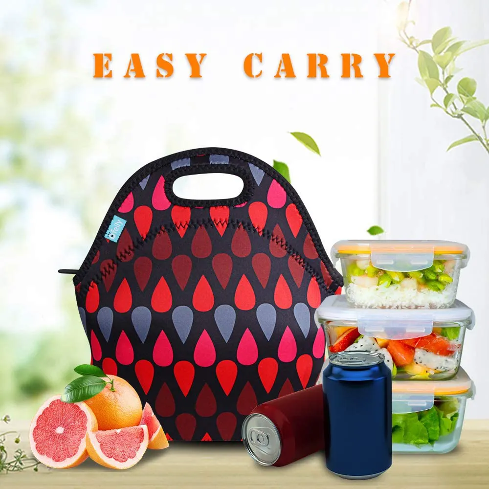 Lunch Tote, OFEILY Lunch boxes Lunch bags with Fine Neoprene Material Waterproof Picnic Lunch Bag Mom Bag (Black)