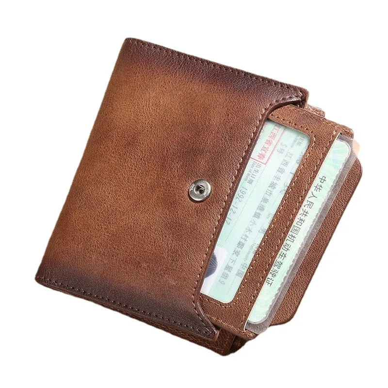 Men Genuine Leather Bifold RFID-Blocking 18 Card Slot Retro Large Capacity Foldable Holder Wallet Coin Purse Driver's License