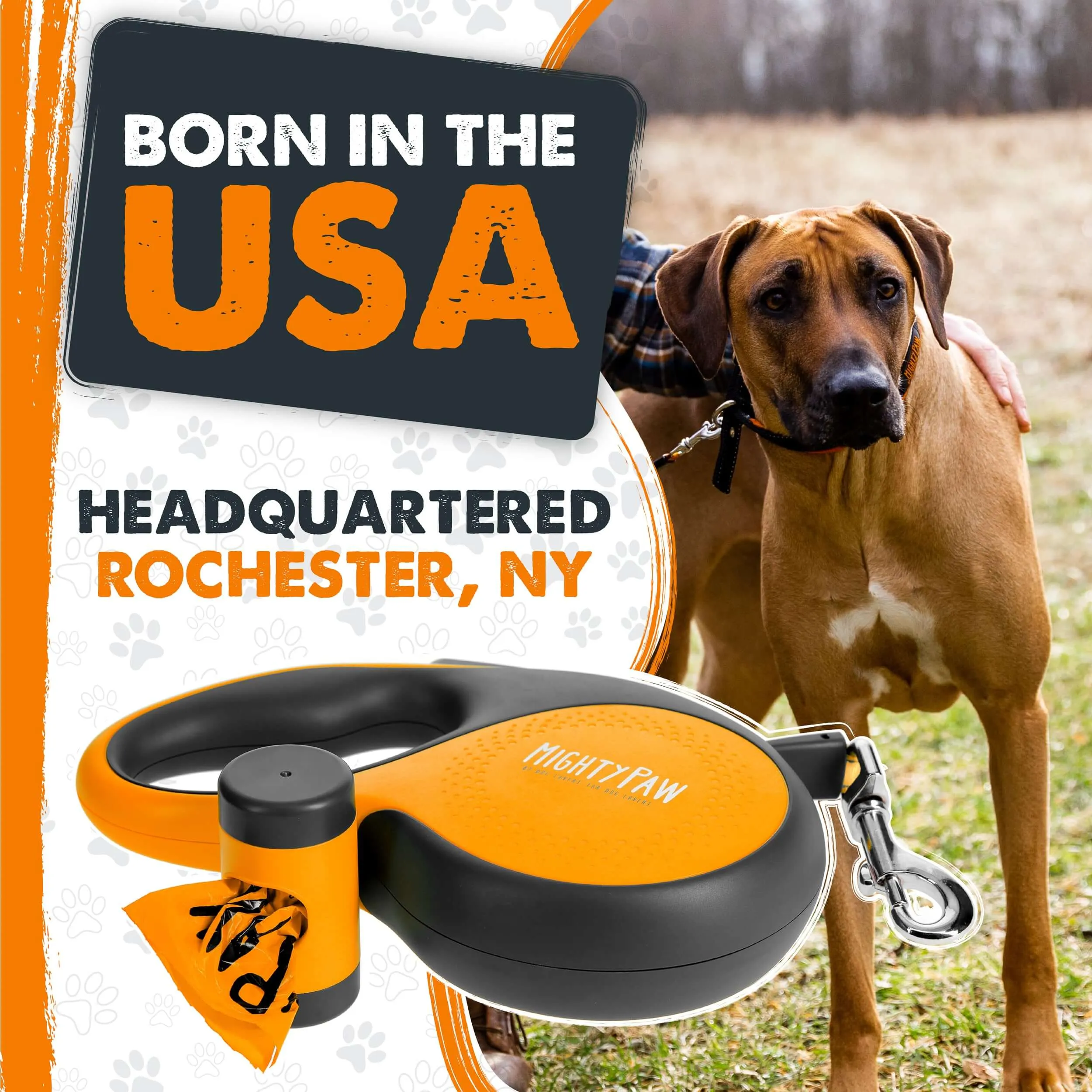 Mighty Paw Retractable Dog Leash 3.0 with Poop Bag Holder