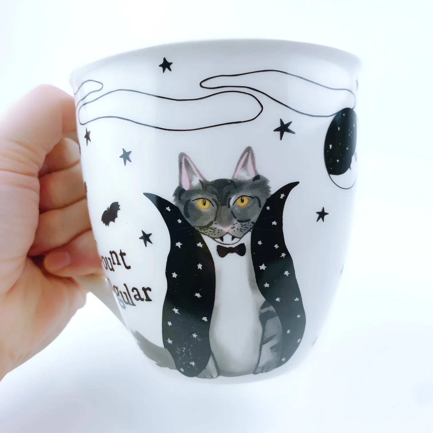 Milly Green British Design Halloween COUNT FANGULAR CAT Coffee Mug Tea Cup With Sock Set