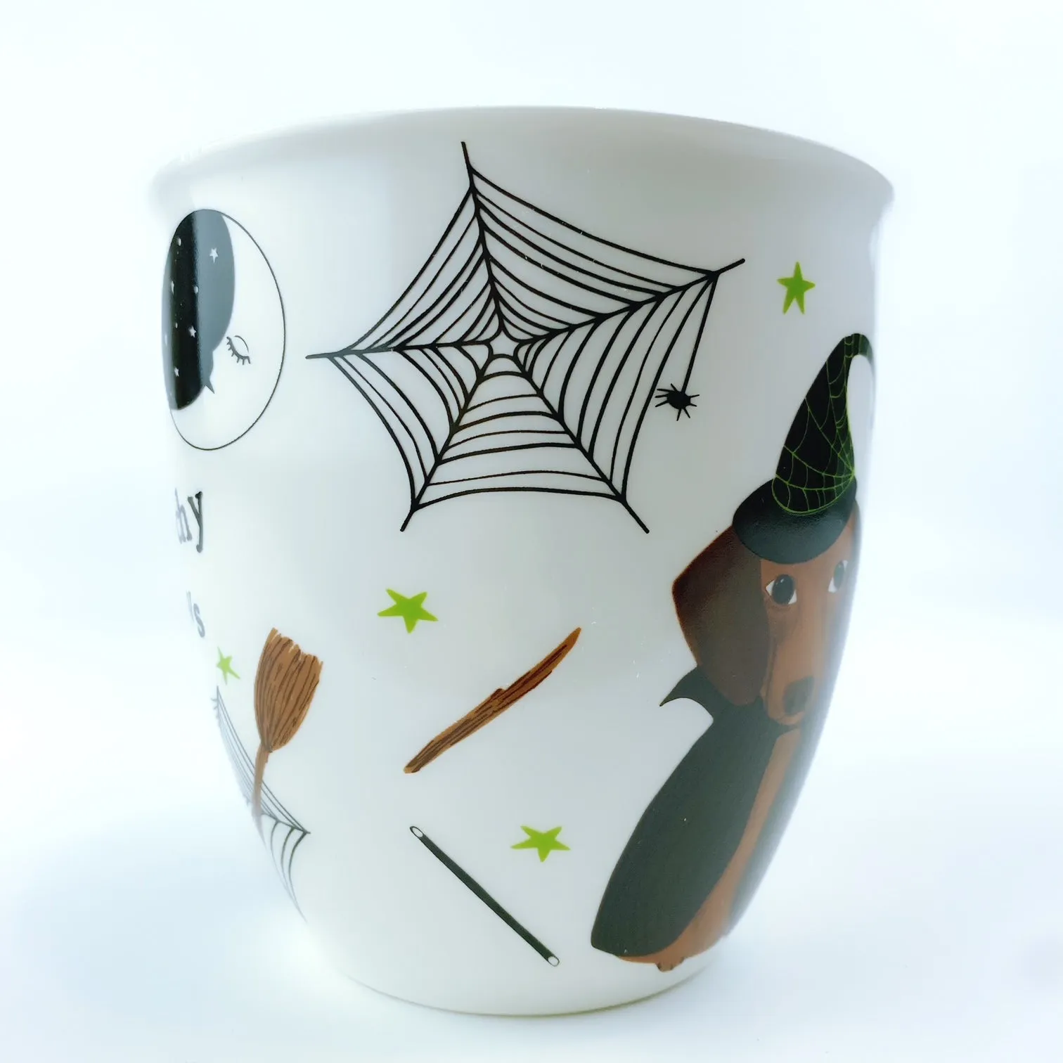 Milly Green British Design Halloween WITCHY PAWS DACHSHUND Coffee Mug Tea Cup With Sock Set