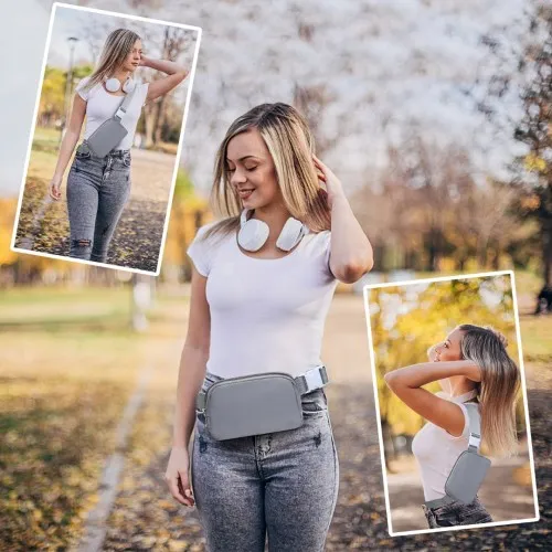 Miss Lulu Lightweight Stylish Water-Resistant Casual Bum Bag - Grey | Ideal for Travel & Everyday Use