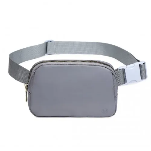 Miss Lulu Lightweight Stylish Water-Resistant Casual Bum Bag - Grey | Ideal for Travel & Everyday Use