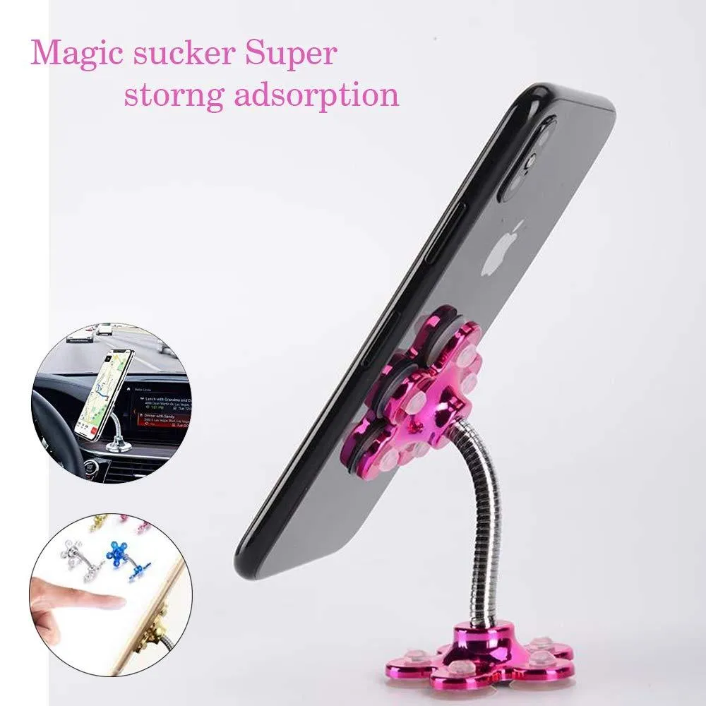 Mobile Phone Holder 360 Degree Rotatable Metal Flower Magic Suction Cup VIP mobile stand Car Bracket for Home, car, Office