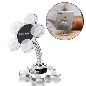 Mobile Phone Holder 360 Degree Rotatable Metal Flower Magic Suction Cup VIP mobile stand Car Bracket for Home, car, Office