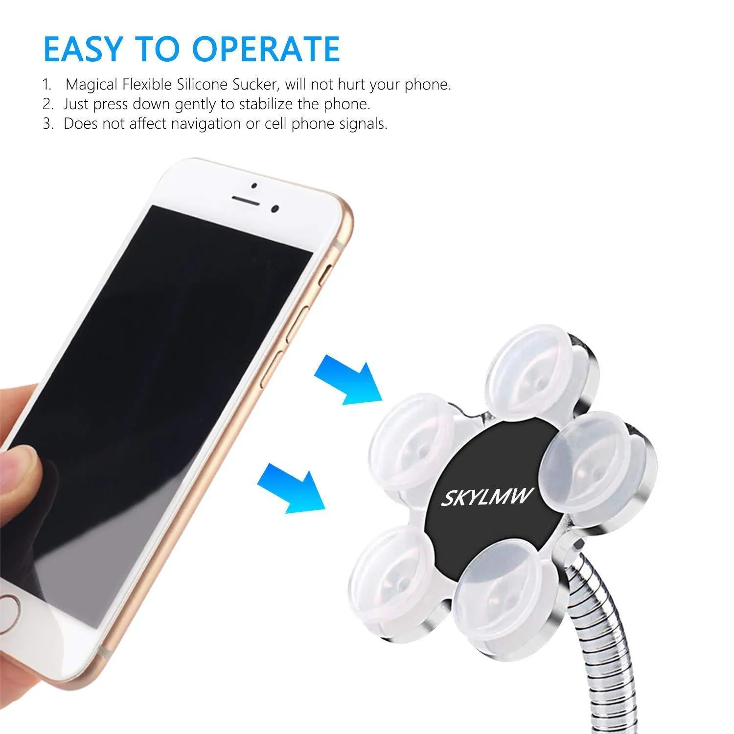 Mobile Phone Holder 360 Degree Rotatable Metal Flower Magic Suction Cup VIP mobile stand Car Bracket for Home, car, Office