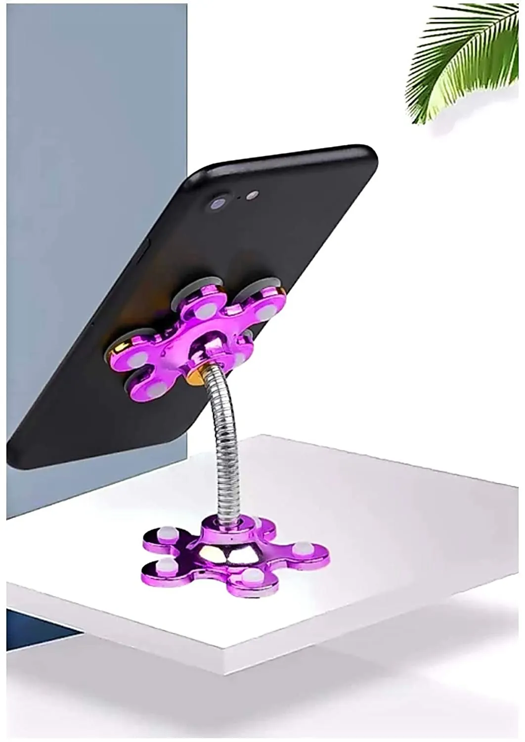 Mobile Phone Holder 360 Degree Rotatable Metal Flower Magic Suction Cup VIP mobile stand Car Bracket for Home, car, Office