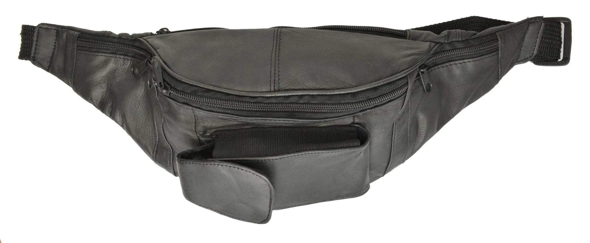 Multiple Pocket Genuine Leather Waist pack, Slim Fanny Pack with Cellphone Pocket and Adjustable Waist Strap 148 (C)