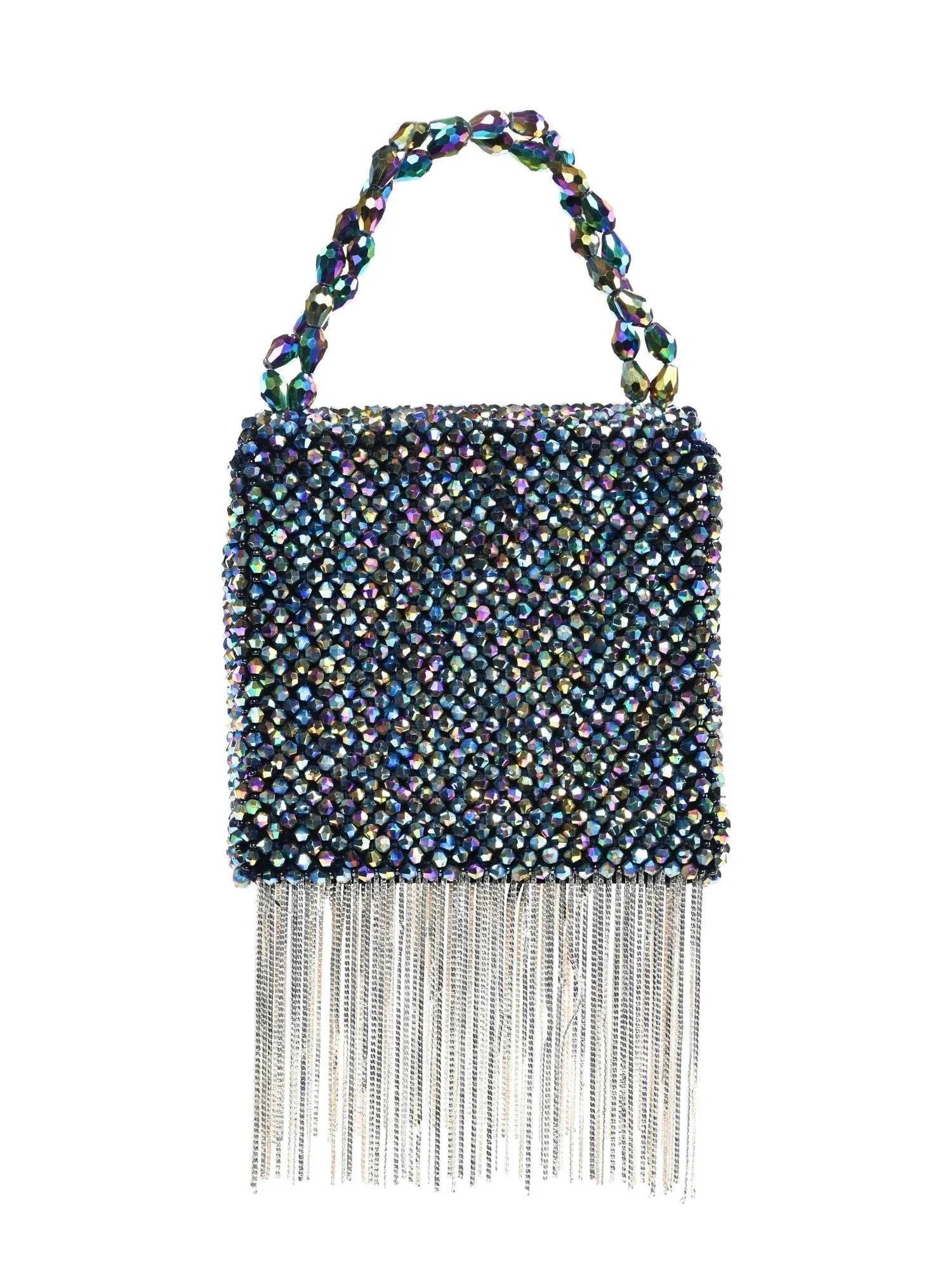 Natali Metallic Embellished Mini Bag With Silver Chain