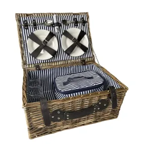 Navigate Three Rivers 4 Person Picnic Basket Blue/White Stripe