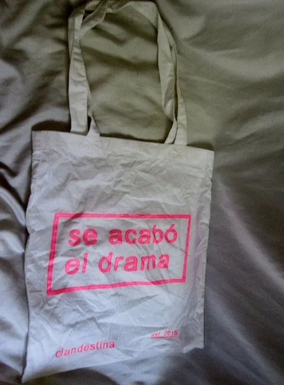 NEW CLANDESTINA THE DRAMA IS OVER TOTE Bag SE ACABO EL DRAMA WHITE Vegan