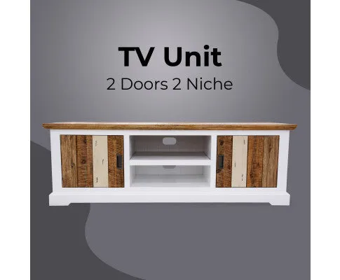 Orville ETU Entertainment TV Unit 180cm 2 Door Solid Acacia Timber - Multi Color