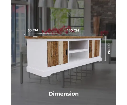 Orville ETU Entertainment TV Unit 180cm 2 Door Solid Acacia Timber - Multi Color