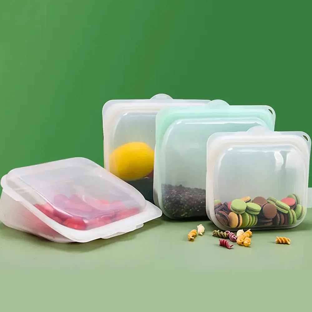 Pack of 3 High Temperature Silicone Reusable Grocery Food Bag